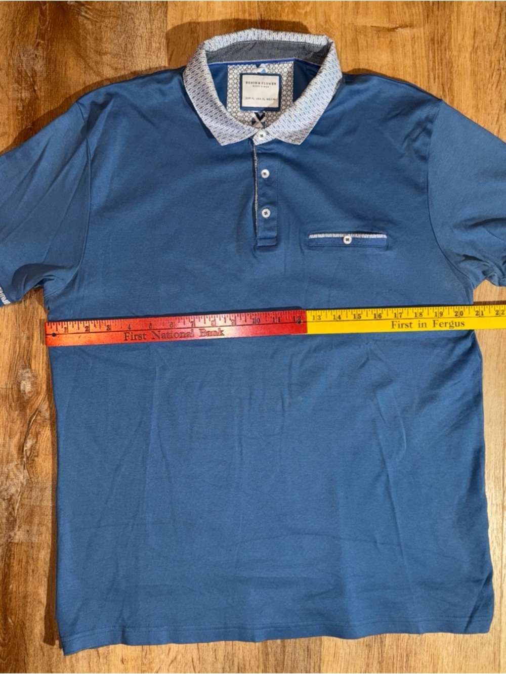 Denim & Flower Ricky Singh Mens Light Blue Textured Short Sleeve Polo Shirt XL - Picture 2 of 5
